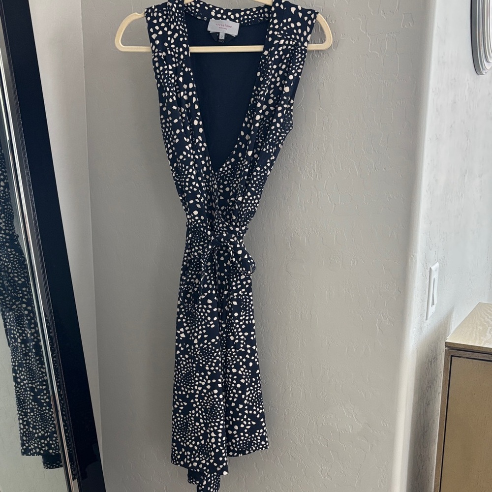 Veronique Maternity Navy Polka Dot Dress